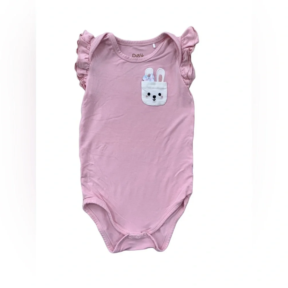 Little Sleepies Size 18-24 Months Bunny Rabbit Easter Flutter Sleeve Bodysuit